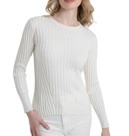 Cotton Cashmere Blair Rib Crew WHITE