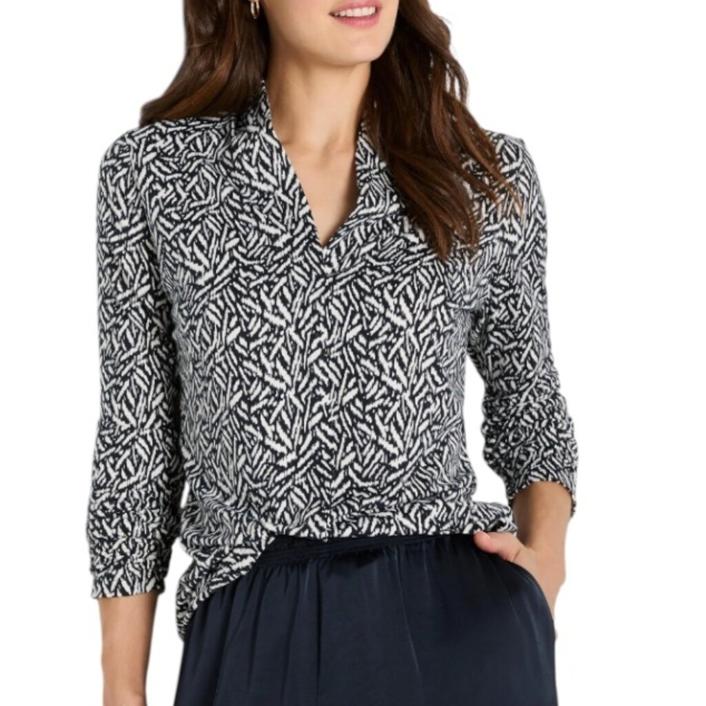 GEO TOSS KNIT TOP INDIGO