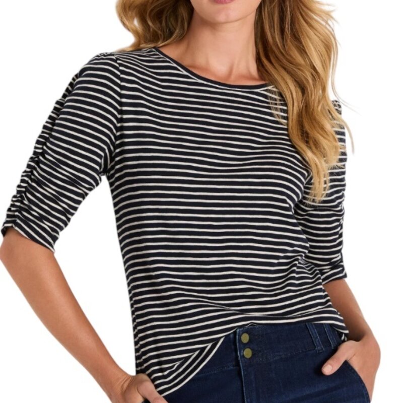 Striped Ruched Elbow Indigo
