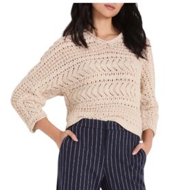 TAPE YARN STITCH SWEATER PALE