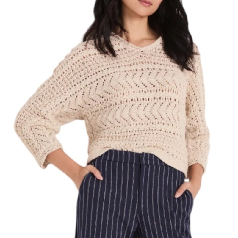 TAPE YARN STITCH SWEATER PALE