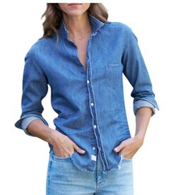 Frank & Eileen BARRY Tailored Button Up Shirt Vintage Stonewashed Indigo