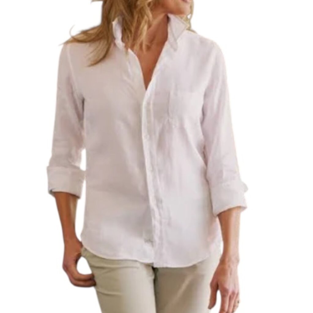 Frank & Eileen Eileen Woven Button Up White Linen
