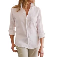 Frank & Eileen Eileen Woven Button Up White Linen