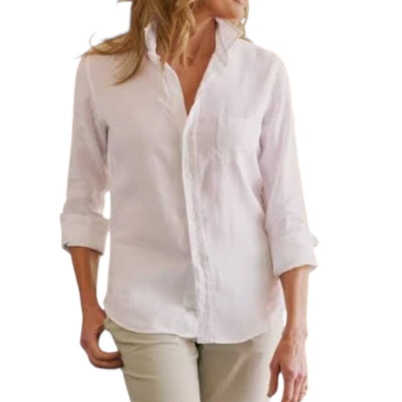 Frank & Eileen Eileen Woven Button Up White Linen