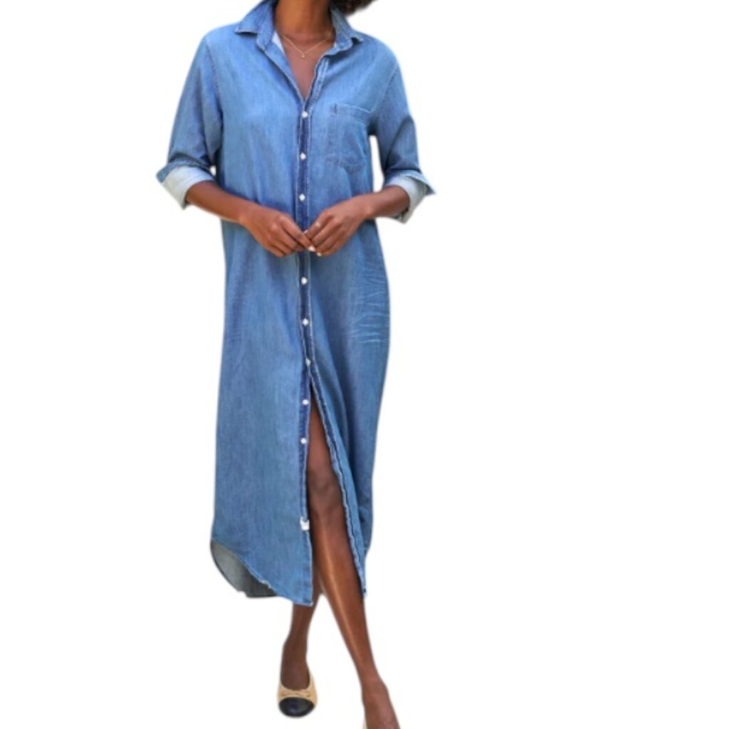 Frank & Eileen Rory Maxi Shirtdress Vintage Stonewashed Indigo