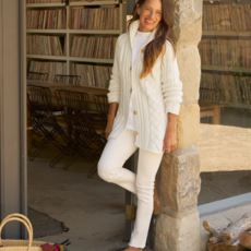 Frank & Eileen Mini Cotswolds Cable Cardigan Ivory