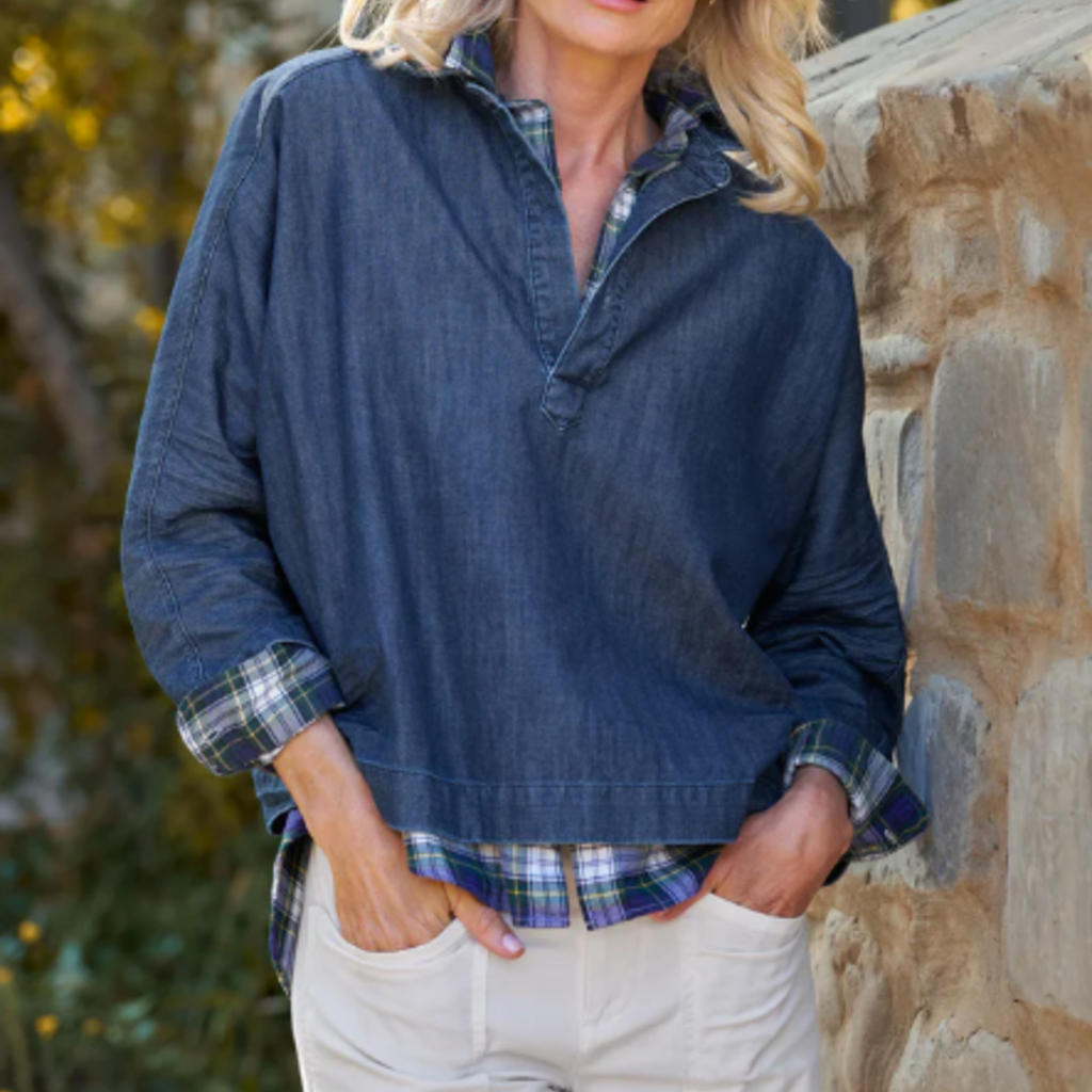 Frank & Eileen GABI Popover Shirt Vintage Dark Wash