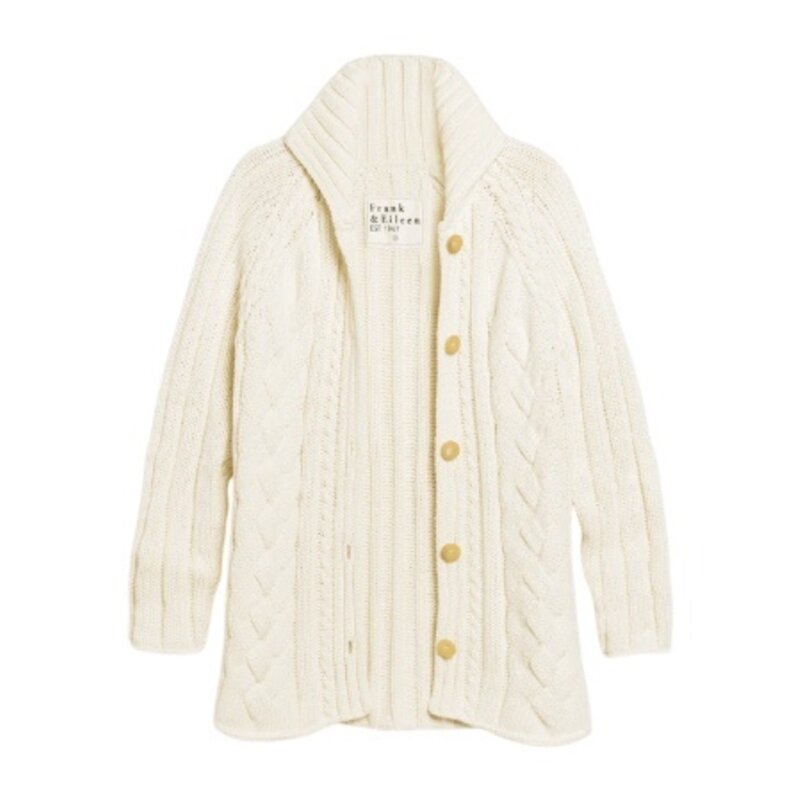 Frank & Eileen Mini Cotswolds Cable Cardigan Ivory