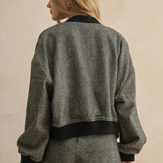 Miou Muse HERRINGBONE FABRIC BOMBER BLACK