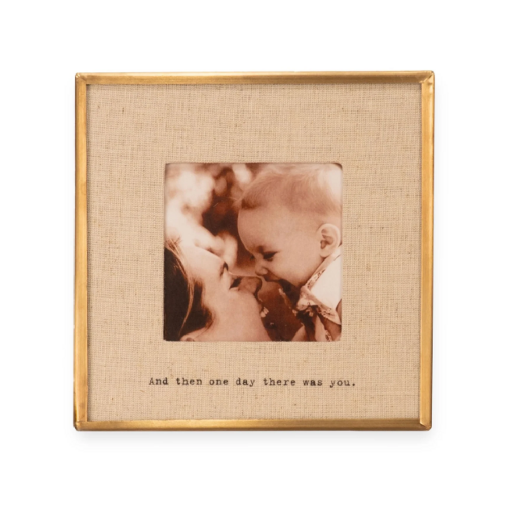 Sugarboo AND THEN ONE DAY BRASS LINEN FRAME 3.5 X 3.5