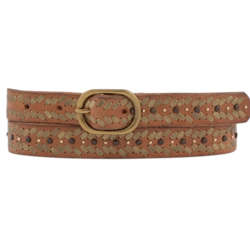 Aurelia Leather Studded Belt Cognac