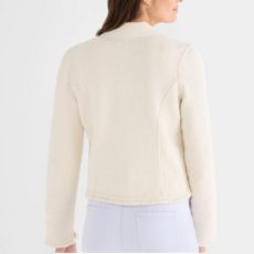 Fringe Mix Knit Bomber Jacket Coconut