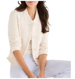 Fringe Mix Knit Bomber Jacket Coconut