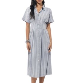 ADELYN RAE AUDREY BUTTON UP PLEATED SHIRT DRESS GREY