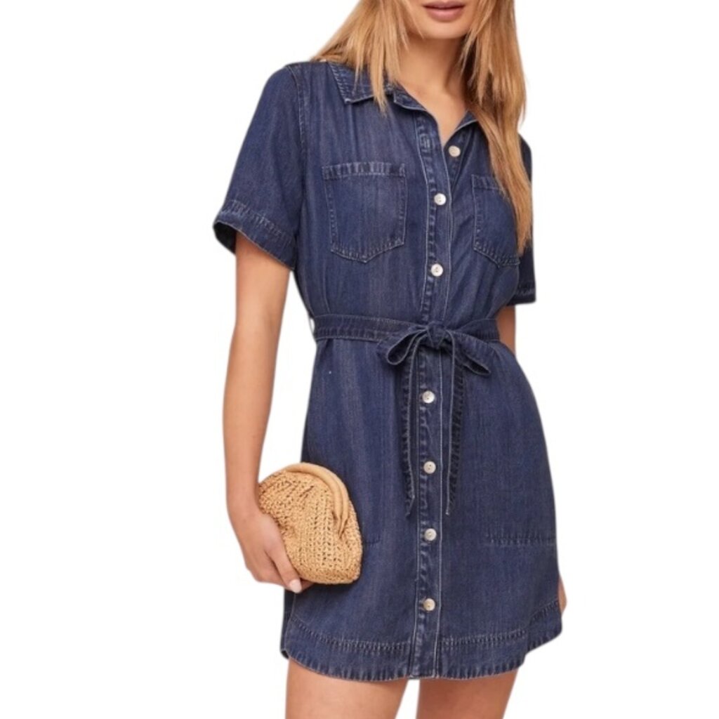 SHORT SLEEVE UTILITY SHIRT DRESS HORIZON BLUE WASH
