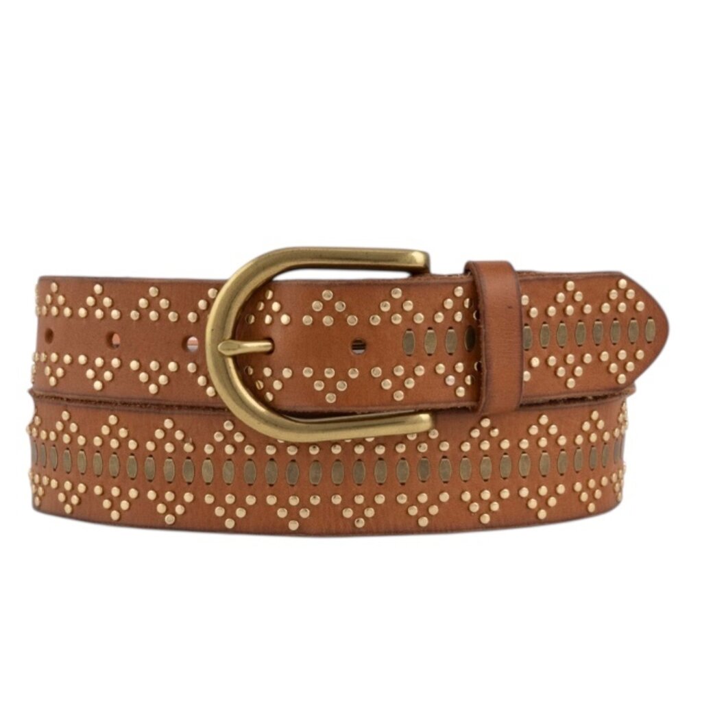 Elora Leather Studded Belt Cognac