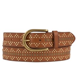 Elora Leather Studded Belt Cognac