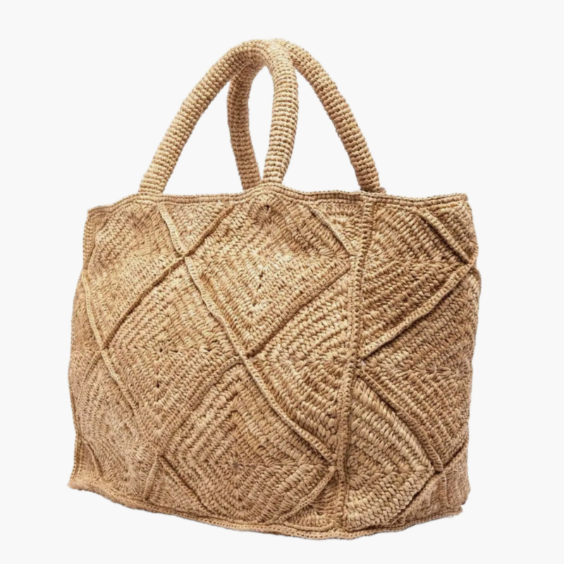 Zanatany Concepts Nico Raffia Tote Bag Beige