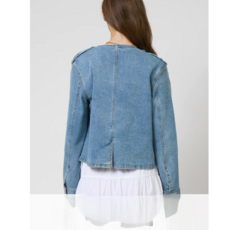 CENTRAL PARK WEST NEVADA COLLARLESS DENIM JACKRY MEDIUM WASH