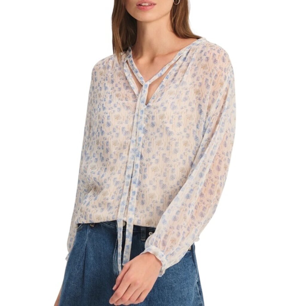 Velvet RIELA07 L/S BOHO TOP BLUE FLORAL