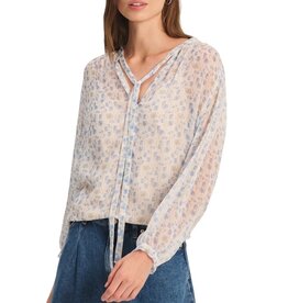 Velvet RIELA07 L/S BOHO TOP BLUE FLORAL