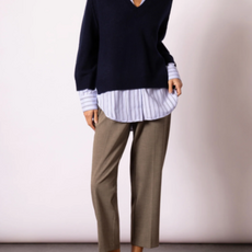 Brochu Walker V-NECK PRINTED LAYERED PULLOVER