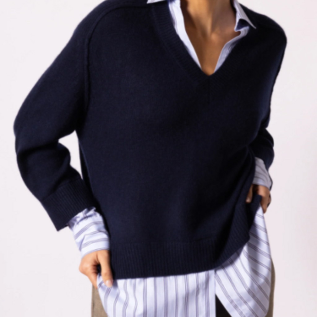 Brochu Walker V-NECK PRINTED LAYERED PULLOVER