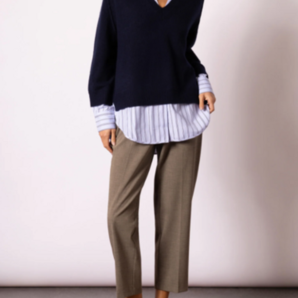 Brochu Walker V-NECK PRINTED LAYERED PULLOVER