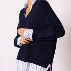 Brochu Walker V-NECK PRINTED LAYERED PULLOVER