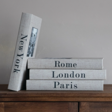 Linen Book Storage Box City Name,  S/4  NY ROME LONDON PARIS