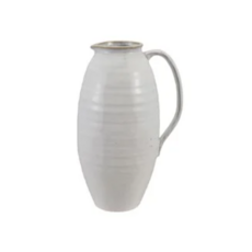 Quart Stoneware Pitcher, Reactive Glaze White