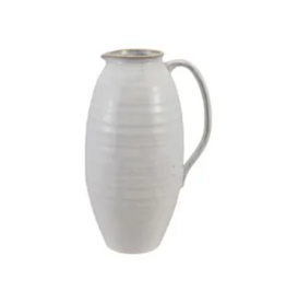 Quart Stoneware Pitcher, Reactive Glaze White