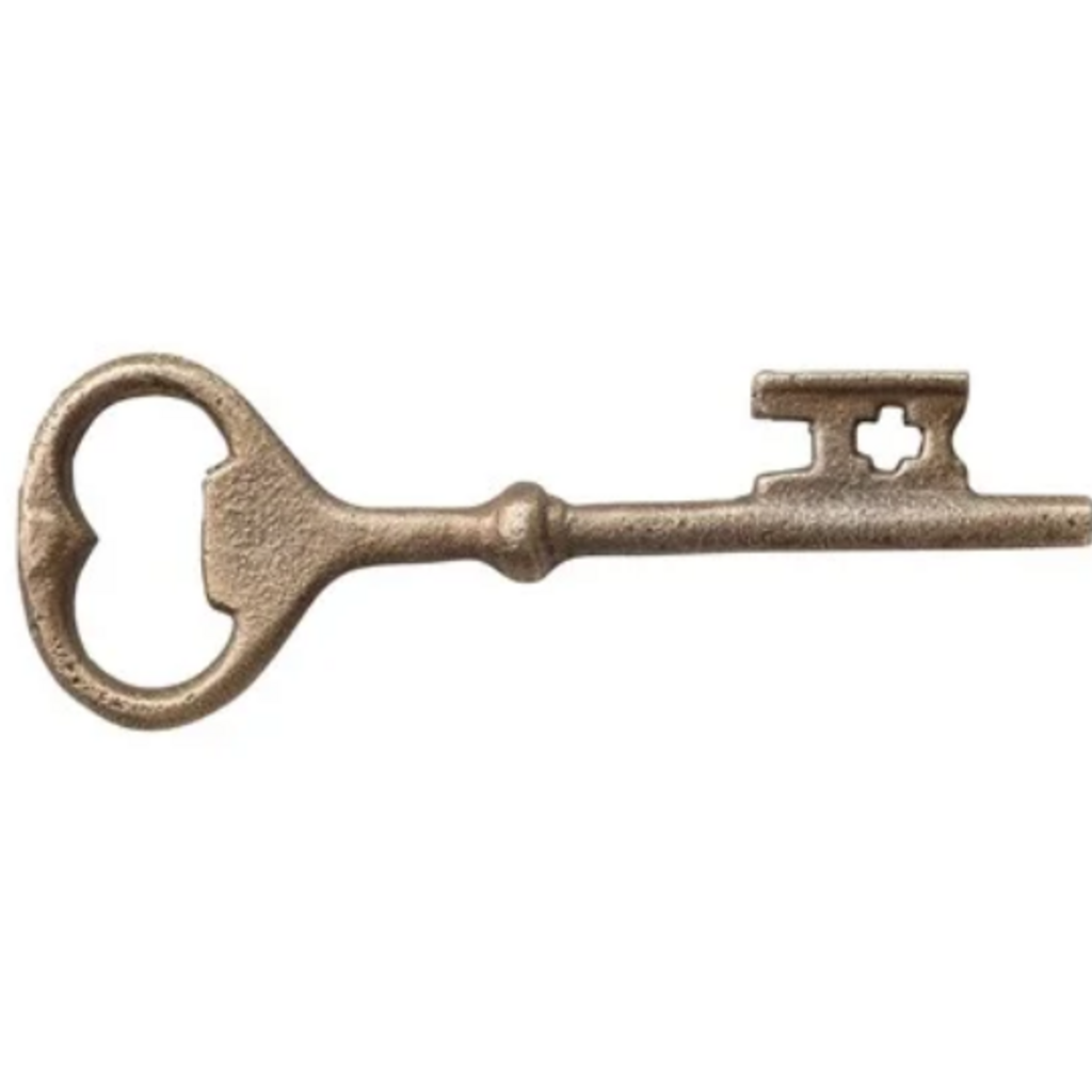 Cast Iron Key Shaped Bottle Opener, Antique Brass Finish