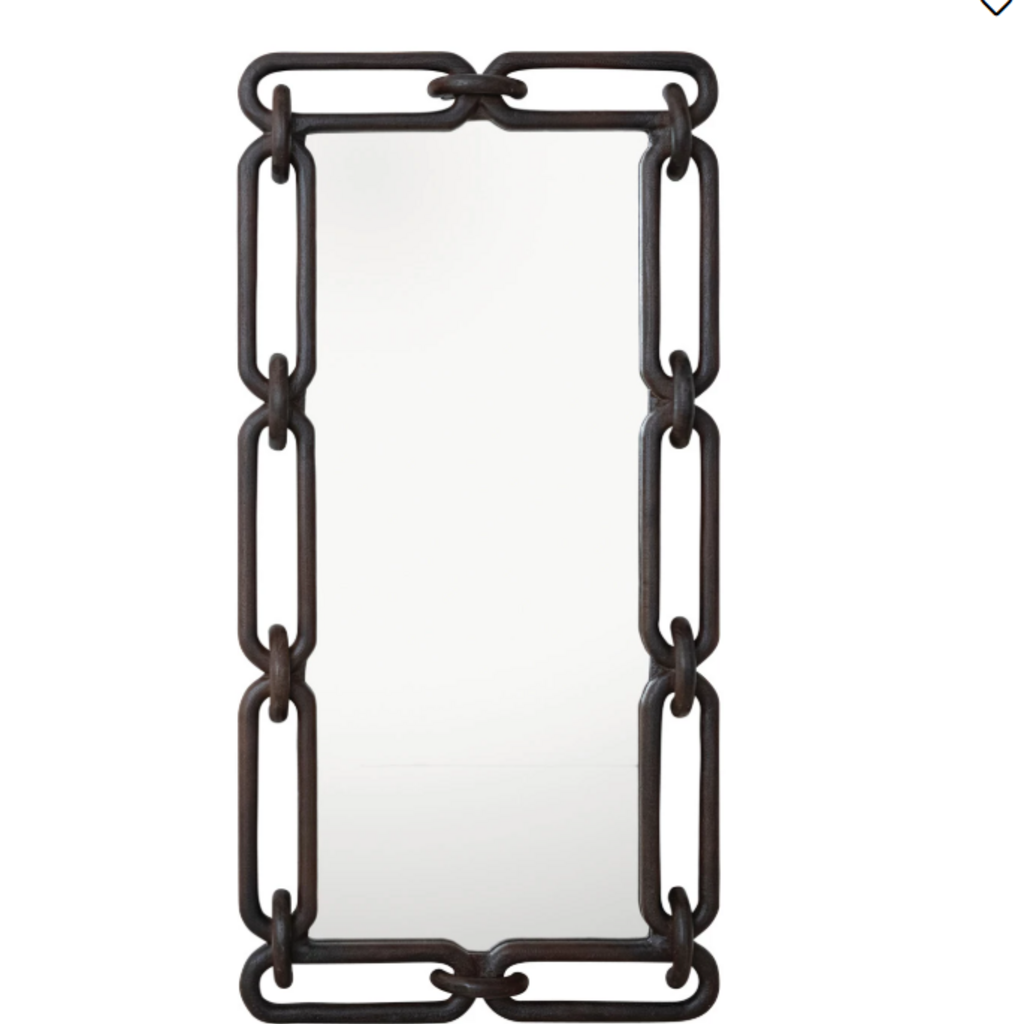 Reclaimed Wood Chain Link Framed Wall Mirror, Espresso Finish