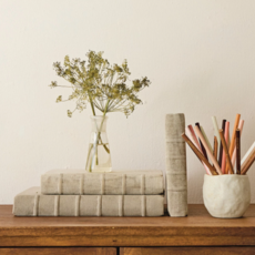 S/3 Stonewashed Canvas Bound Paper Notebooks, Antique Grey