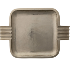 Aluminum Tray w Fluted Handles, Gold Finish