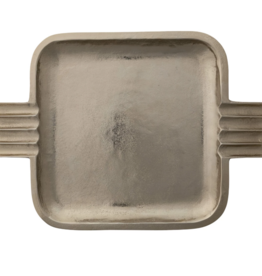 Aluminum Tray w Fluted Handles, Gold Finish