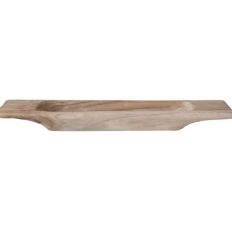 19-3/4"Lx4-1/4"Wx2"H Teakwood Tray w Handles, Natural