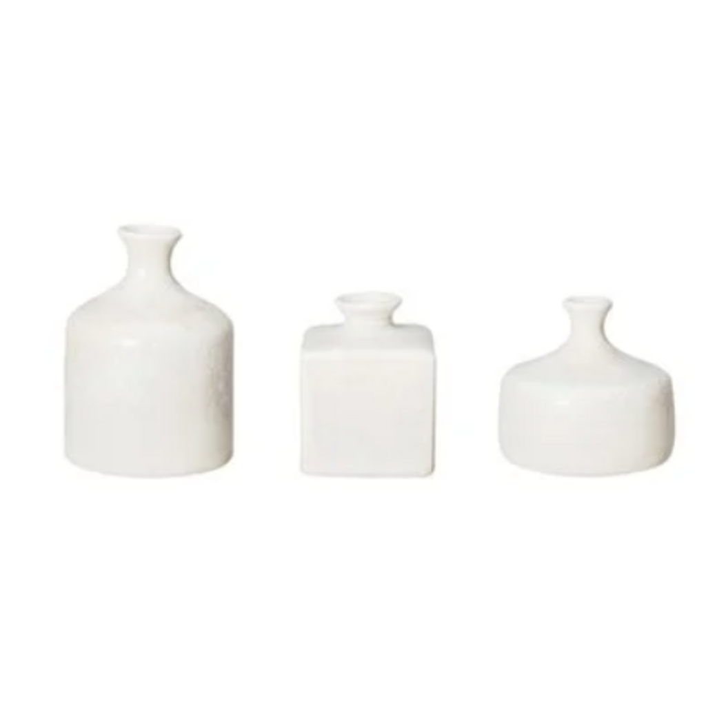 S/3 3-1/4" Round x 4-1/2"H Stoneware Vases