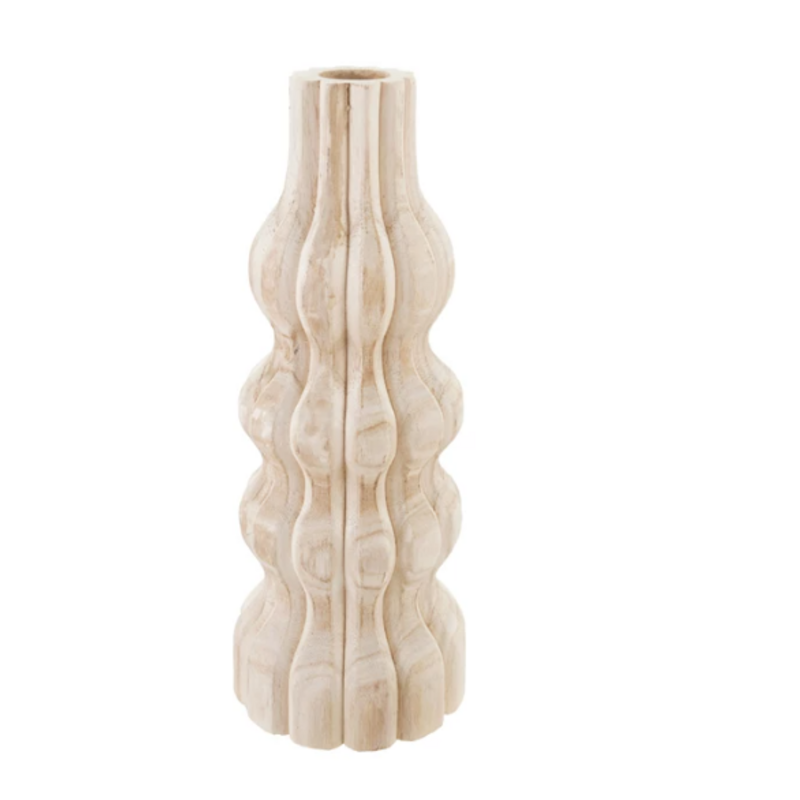 Round Decorative Paulownia Wood Vase Natural
