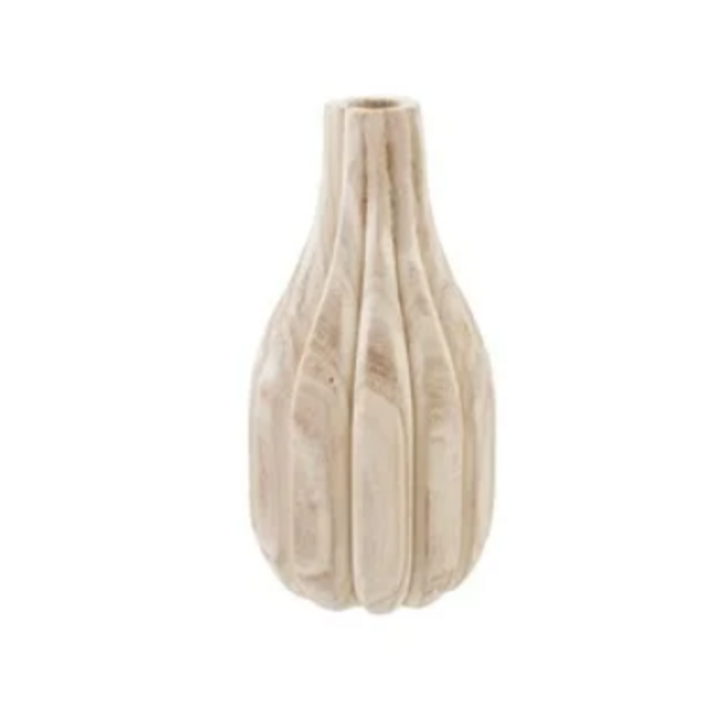 Round Decorative Paulownia Wood Vase Natural