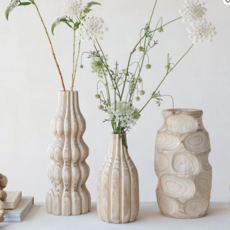 Round Decorative Paulownia Wood Vase Natural