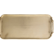 Cast Aluminum Tray w Handles, Gold Finish