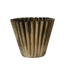 Rnd x 6-3/4"H Metal Vase w Old Brass Finish