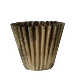 Rnd x 6-3/4"H Metal Vase w Old Brass Finish