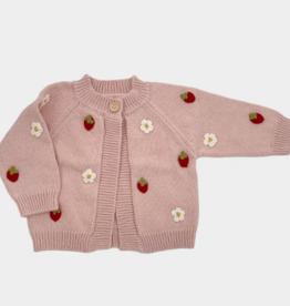The Blueberry Hill Cotton Strawberry Flower Cardigan Baby Sweater