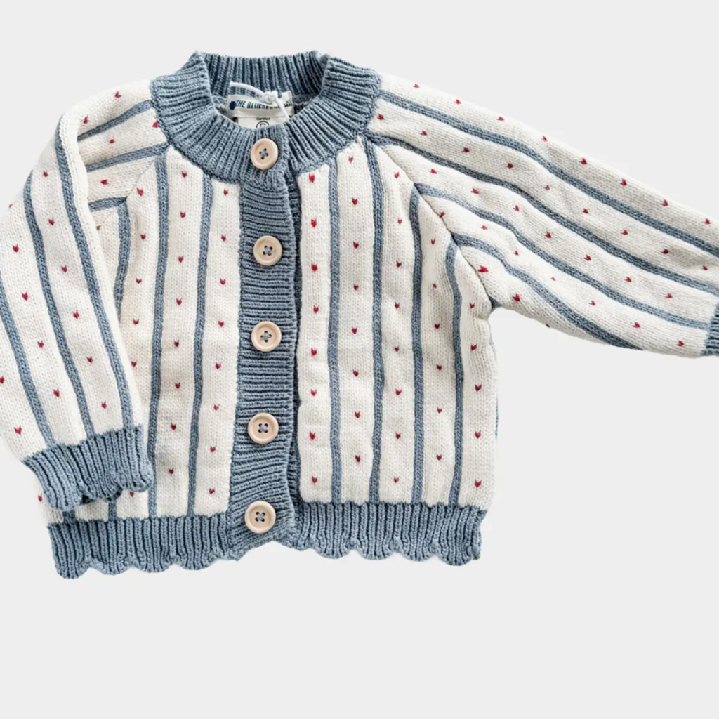 The Blueberry Hill Cotton Stripe Heart Cardigan Baby Spring