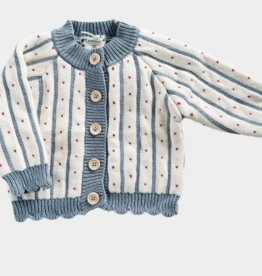 The Blueberry Hill Cotton Stripe Heart Cardigan Baby Spring