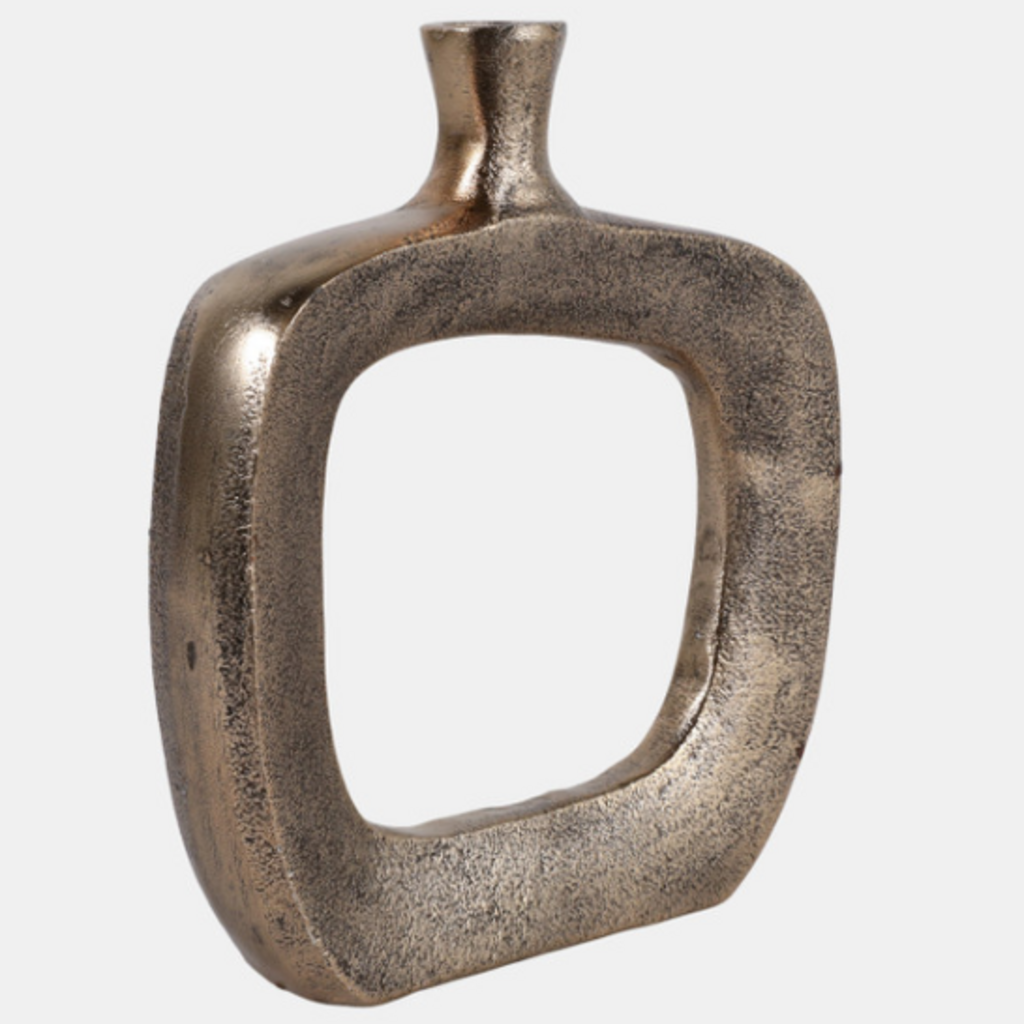 Sagebrook 8X7" OPEN CUT-OUT BUD VASE, ANTIQUE GOLD